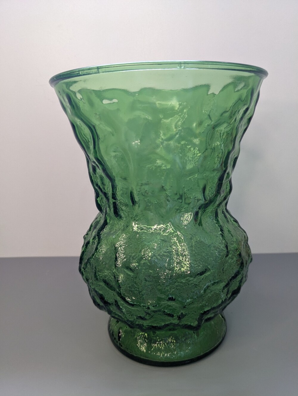 Cody Usa Green Textured Art Glass Vase Mid Century Studio Glass MCM 1960s